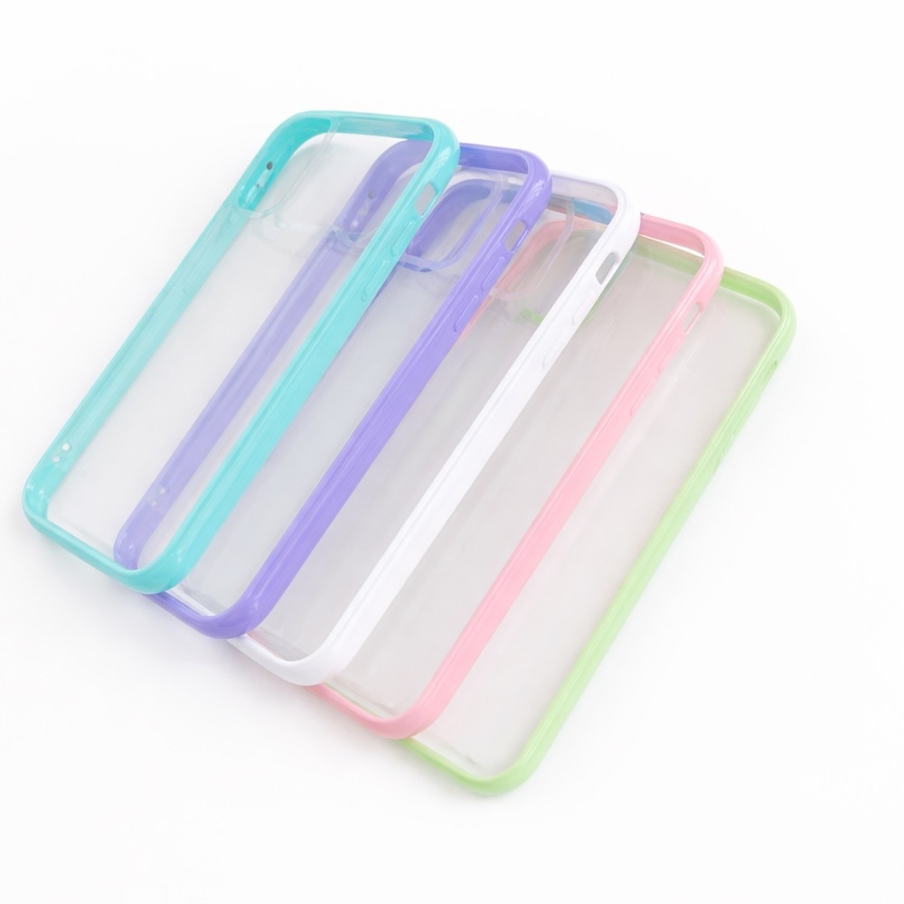 iPhone 16 Pro Clear Transparent Case Mint Green Macaron Shockproof Slim